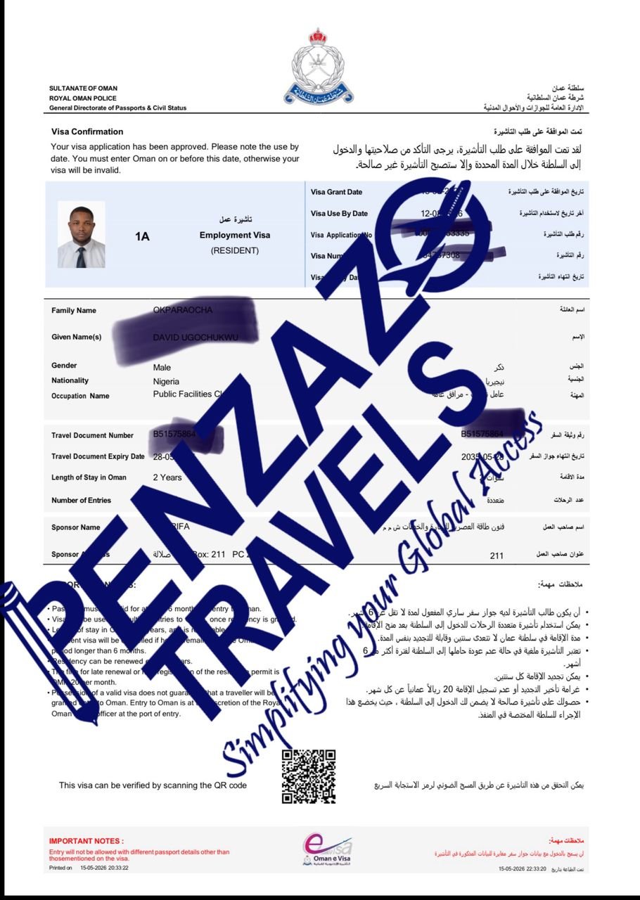 Thank you for trusting Penzazo Travels with your Oman visa